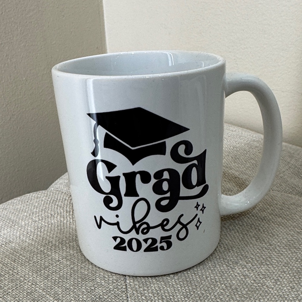 Class of 2025 White Graduation Mug with Black Design